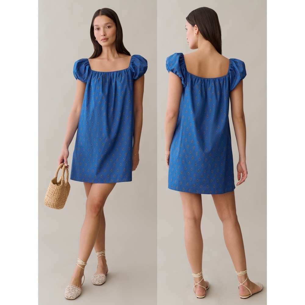 NWT Kourt Nya Cotton Mini Dress in Blue Bijou - Size Small